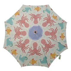Underwater Seamless Pattern Light Background Funny Hook Handle Umbrellas (Large)