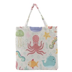 Underwater Seamless Pattern Light Background Funny Grocery Tote Bag