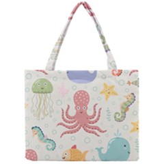 Underwater Seamless Pattern Light Background Funny Mini Tote Bag