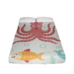 Underwater Seamless Pattern Light Background Funny Fitted Sheet (Full/ Double Size)