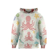 Underwater Seamless Pattern Light Background Funny Kids  Pullover Hoodie