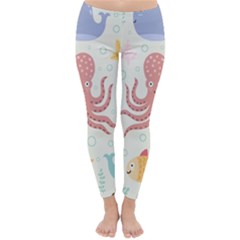 Underwater Seamless Pattern Light Background Funny Classic Winter Leggings