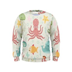 Underwater Seamless Pattern Light Background Funny Kids  Sweatshirt