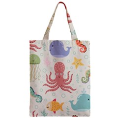 Underwater Seamless Pattern Light Background Funny Zipper Classic Tote Bag