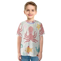 Underwater Seamless Pattern Light Background Funny Kids  Sport Mesh Tee