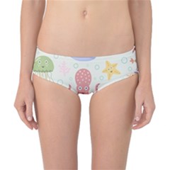 Underwater Seamless Pattern Light Background Funny Classic Bikini Bottoms