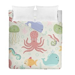 Underwater Seamless Pattern Light Background Funny Duvet Cover Double Side (Full/ Double Size)