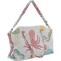 Underwater Seamless Pattern Light Background Funny Canvas Crossbody Bag