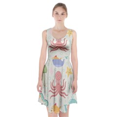 Underwater Seamless Pattern Light Background Funny Racerback Midi Dress