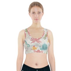 Underwater Seamless Pattern Light Background Funny Sports Bra With Pocket