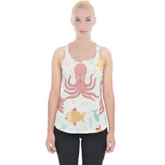 Underwater Seamless Pattern Light Background Funny Piece Up Tank Top