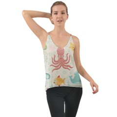 Underwater Seamless Pattern Light Background Funny Chiffon Cami