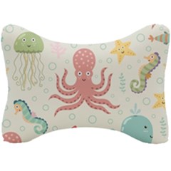 Underwater Seamless Pattern Light Background Funny Seat Head Rest Cushion