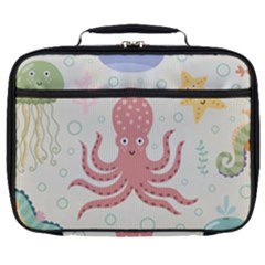 Underwater Seamless Pattern Light Background Funny Full Print Lunch Bag