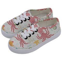 Underwater Seamless Pattern Light Background Funny Kids  Classic Low Top Sneakers
