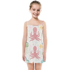 Underwater Seamless Pattern Light Background Funny Kids  Summer Sun Dress