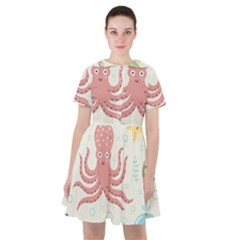 Underwater Seamless Pattern Light Background Funny Sailor Dress