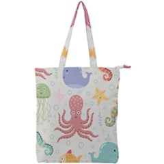 Underwater Seamless Pattern Light Background Funny Double Zip Up Tote Bag
