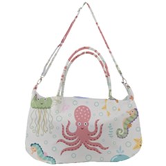 Underwater Seamless Pattern Light Background Funny Removal Strap Handbag