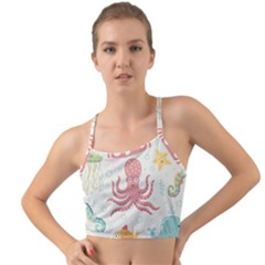 Underwater Seamless Pattern Light Background Funny Mini Tank Bikini Top