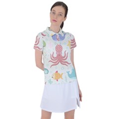 Underwater Seamless Pattern Light Background Funny Women s Polo Tee