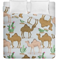 Camels Cactus Desert Pattern Duvet Cover Double Side (king Size) by Wegoenart