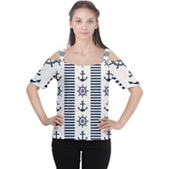 Nautical Seamless Pattern Vector Illustration Cutout Shoulder Tee