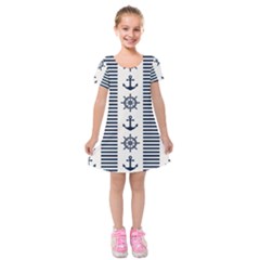 Nautical Seamless Pattern Vector Illustration Kids  Short Sleeve Velvet Dress by Wegoenart