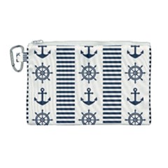 Nautical Seamless Pattern Vector Illustration Canvas Cosmetic Bag (large) by Wegoenart