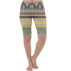 Seamless Pattern Egyptian Ornament With Lotus Flower Cropped Leggings 