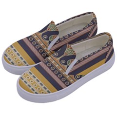 Seamless Pattern Egyptian Ornament With Lotus Flower Kids  Canvas Slip Ons by Wegoenart