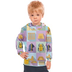 Egypt Icons Set Flat Style Kids  Hooded Pullover