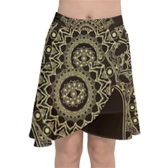 Hamsa Hand Drawn Symbol With Flower Decorative Pattern Chiffon Wrap Front Skirt by Wegoenart