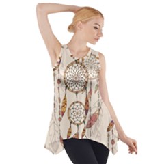 Coloured Dreamcatcher Background Side Drop Tank Tunic by Wegoenart