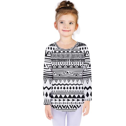 Boho Style Pattern Kids  Long Sleeve Tee by Wegoenart