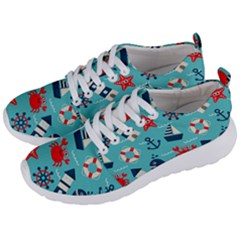 Seamless Pattern Nautical Icons Cartoon Style Men s Lightweight Sports Shoes