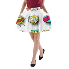 Set Colorful Comic Speech Bubbles A-line Pocket Skirt by Wegoenart