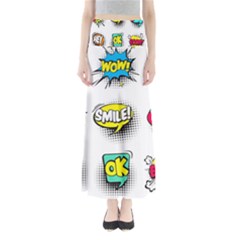 Set Colorful Comic Speech Bubbles Full Length Maxi Skirt by Wegoenart