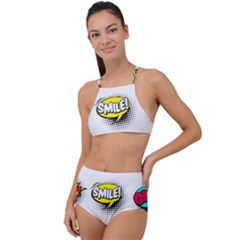 Set Colorful Comic Speech Bubbles High Waist Tankini Set by Wegoenart