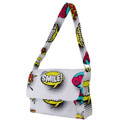 Set Colorful Comic Speech Bubbles Full Print Messenger Bag (s) by Wegoenart