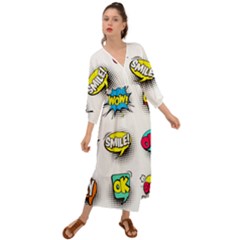 Set Colorful Comic Speech Bubbles Grecian Style  Maxi Dress by Wegoenart