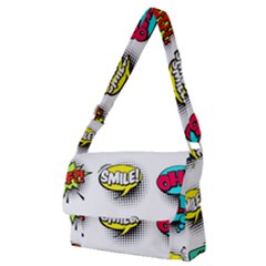 Set Colorful Comic Speech Bubbles Full Print Messenger Bag (m) by Wegoenart