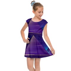 Egyptian Pyramids Night Landscape Cartoon Kids  Cap Sleeve Dress by Wegoenart