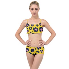 Leopard Print Seamless Pattern Layered Top Bikini Set