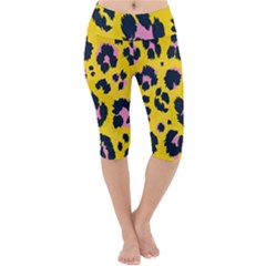 Leopard Print Seamless Pattern Lightweight Velour Cropped Yoga Leggings by Wegoenart