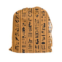 Egyptian Hieroglyphs Ancient Egypt Letters Papyrus Background Vector Old Egyptian Hieroglyph Writing Drawstring Pouch (2xl) by Wegoenart
