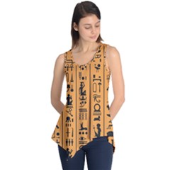 Egyptian Hieroglyphs Ancient Egypt Letters Papyrus Background Vector Old Egyptian Hieroglyph Writing Sleeveless Tunic by Wegoenart