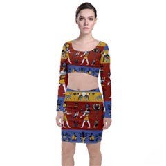 Ancient Egyptian Religion Seamless Pattern Top And Skirt Sets