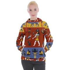 Ancient Egyptian Religion Seamless Pattern Women s Hooded Pullover by Wegoenart