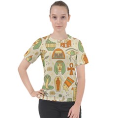 Egypt Seamless Pattern Women s Sport Raglan Tee